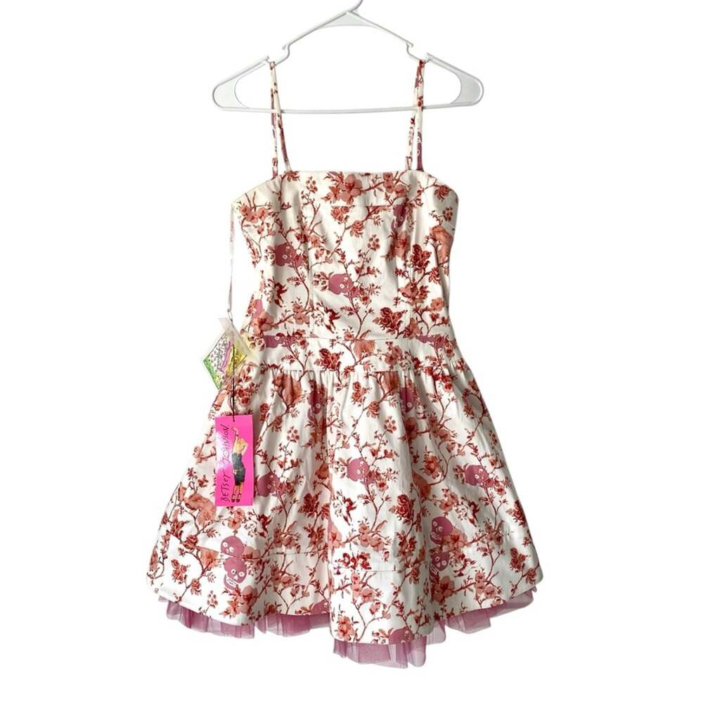 Betsey Johnson RARE Y2K Skull Cherubs Toile Dress NWTS size 6 Pink